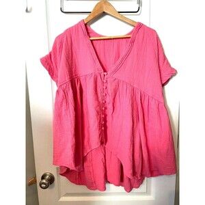 Free People Women Pink Short Sleeve Blouse XS